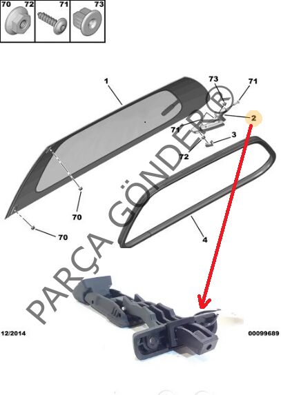 Citröen C4 Cactus Arka Cam Açma Menteşesi PSA Orijinal 9801448480