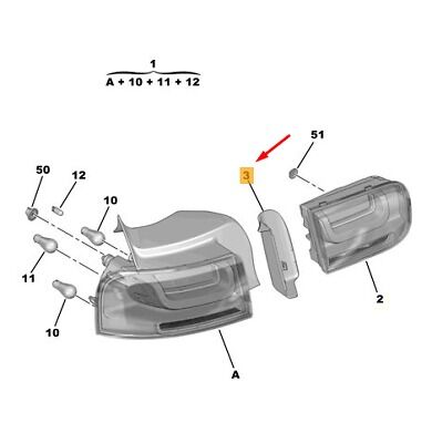 Citroen C4 Cactus Sağ Stop Ara Plastiği Psa 9824404780