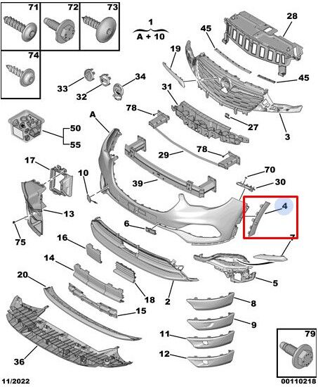 Opel Grandland X Ön Tampon Uç Çıta Sol PSA Orijinal YP00048880