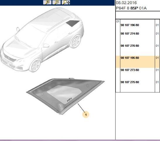 Peugeot 3008 P84E Sağ Arka Kelebek Camı Krom PSA 9810719580