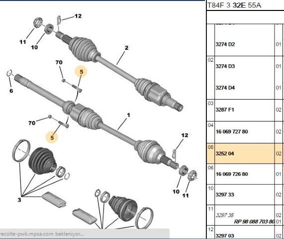 Peugeot 307 Aks Bağlantı Vidası Eksantrik Başlı Orijinal 3252.04