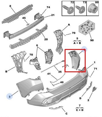 Peugeot 408 Arka Tampon Sağ Köşe PSA Orijinal 168865931T