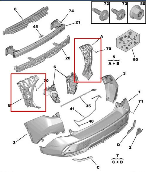 Peugeot 408 Arka Tampon Sağ Sol Köşe Braket Takımı PSA Orijinal 1690274780