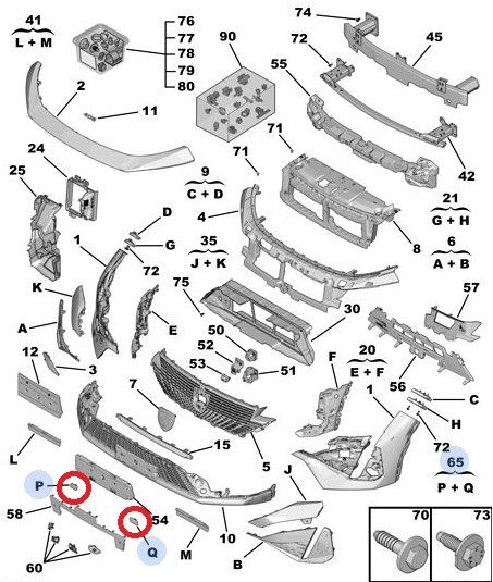 Peugeot 408 Ön Tampon Radar Kapak Takımı PSA Orijinal 16902697XT