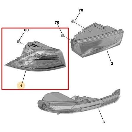 Peugeot 508 R8 Sol Arka Dış Stop Orijinal Psa 9848670380